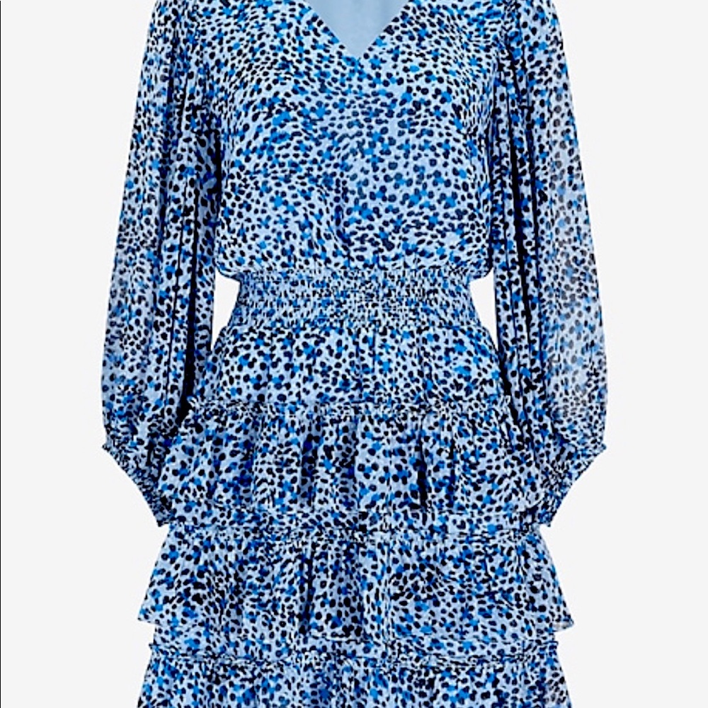 Express leopard print tiered ruffle dress